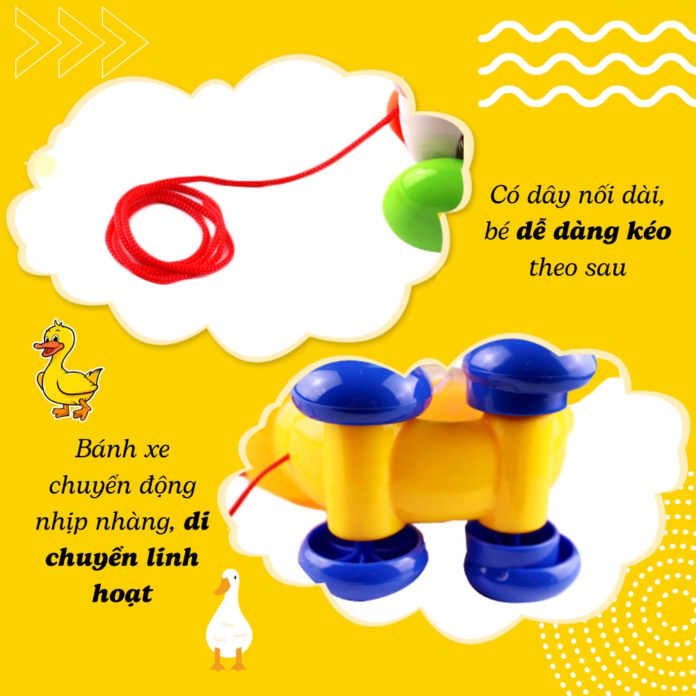 Xe kéo vịt con cho bé có hạt lắc cho bé kéo tập đi thích thú đồ chơi trẻ em thông minh cho bé trai bé gái 1 2 tuổi babye