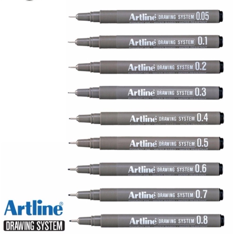 Bút vẽ kỹ thuật artline mực đen ngòi 0.03,0.05,0.1,0.2,0.3,0.4,0.5,0.6,0.7,0.8mm