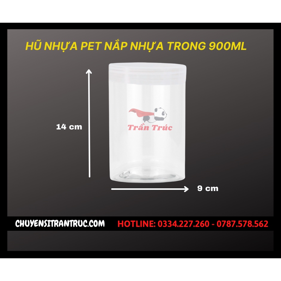 Hũ Nhựa PET Nắp Nhựa Trong Suốt  đủ dung tích 200ml 250ml 300ml 350ml 500ml 750ml