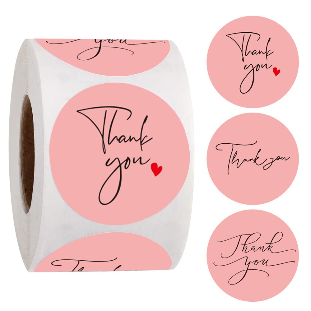 500 Miếng sticker tròn chữ thank you dán niêm phong bìa thư xinh xắn