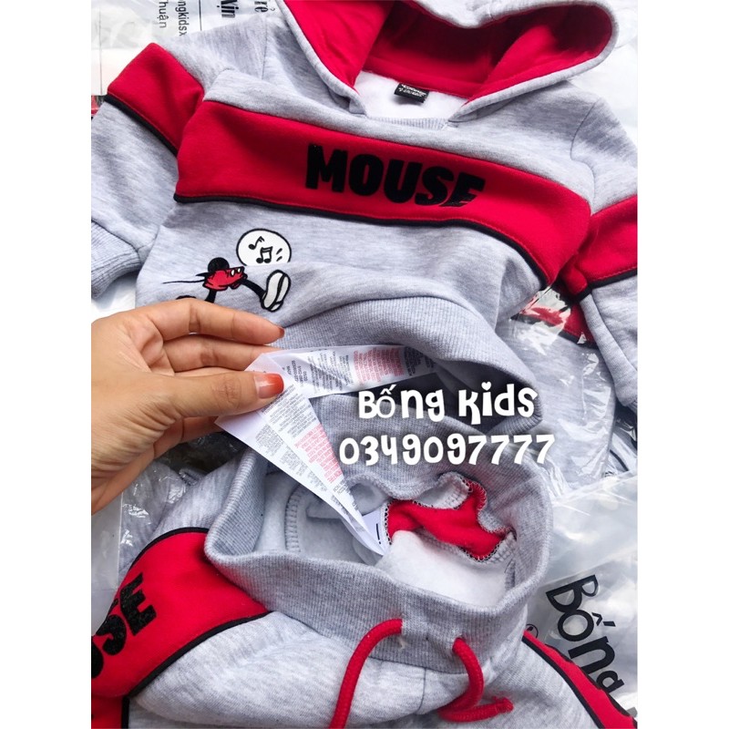 Bộ Nỉ Bé Trai Hoodie Mickey Ghi Đo PR