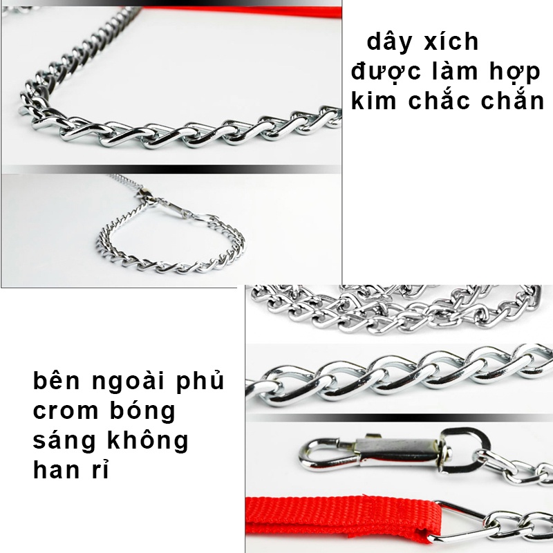 Dây xích chó Hipipet hợp kim inox 1,7m mạ crom không han rỉ chắc chắn