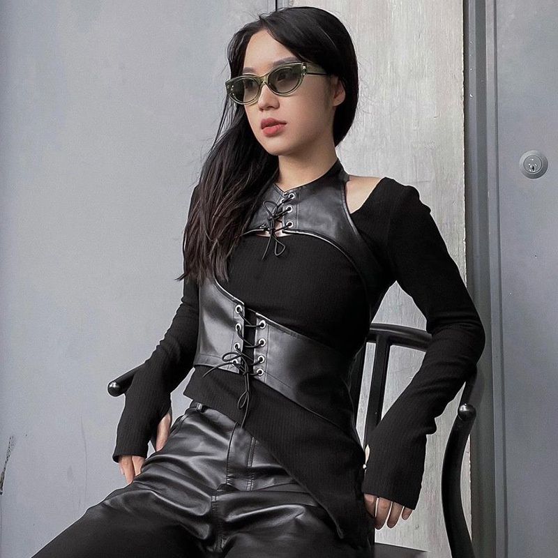 [Augustcloth] Áo gile da buộc dây phong cách Hàn Quốc