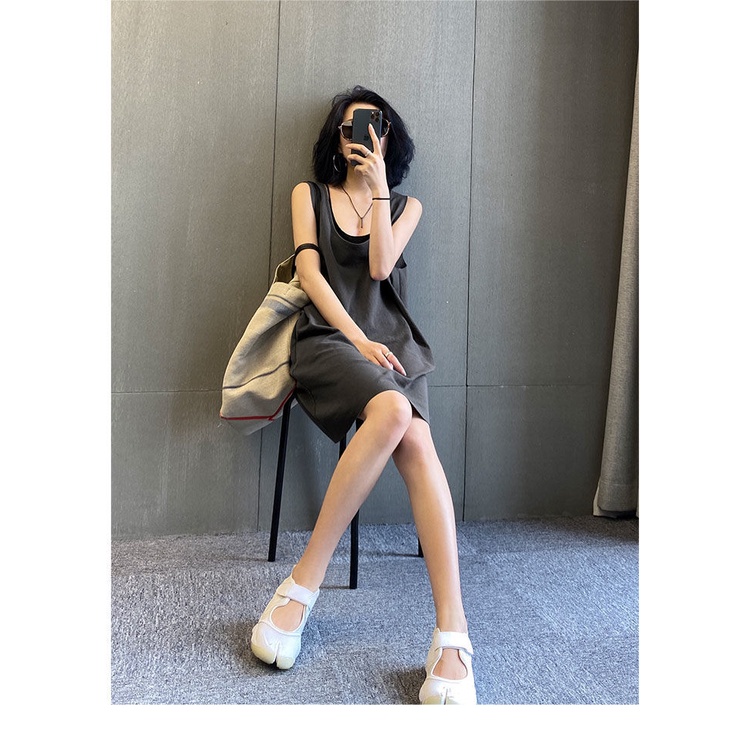 Đầm suông cổ vuông không tay dáng rộng thời trang mùa hè hàng mới