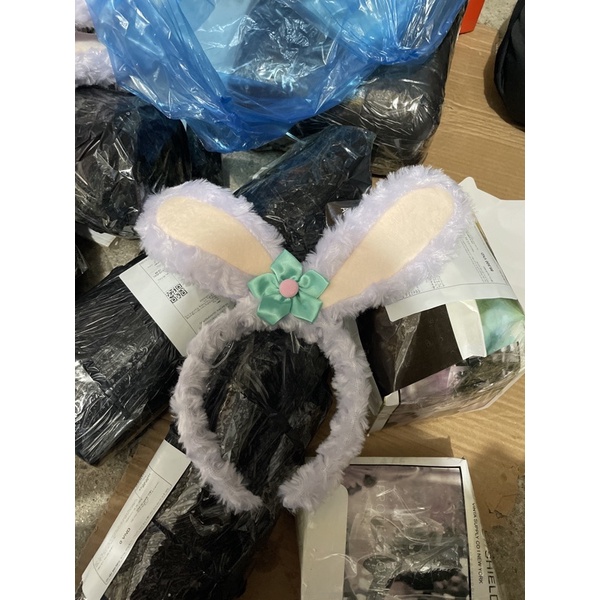 Bờm cài tóc tai thỏ dài màu tím