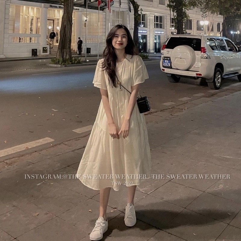 Váy sơ mi lụa mát cực xinh, đầm dáng dài tặng kèm váy 2 dây