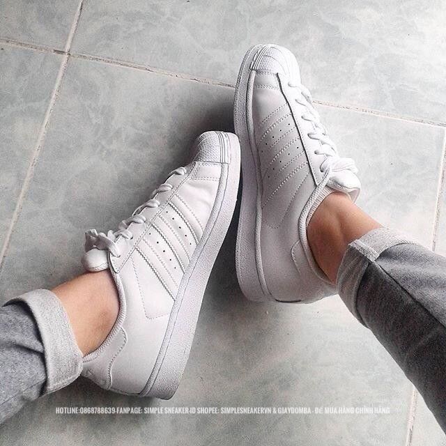 Giày Super Star Allwhite 🔥FREESHIP🔥 Adidas Superstar Full Trắng Chính Hãng - Giày Adidas Chính Hãng [B23461]