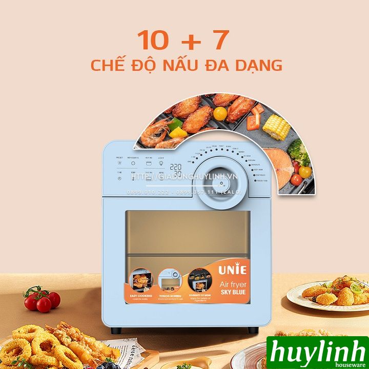 [Mã ELHAMS5 giảm 6% đơn 300K] Nồi chiên không dầu Unie Sky Blue - 14.5 lít - Tặng xịt dầu + kẹp gắp