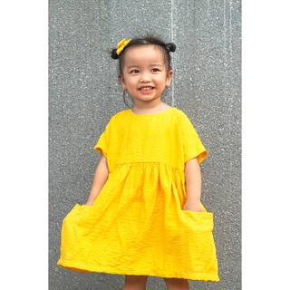 ĐẦM LINEN VÀNG BABY DOLL-ĐỒ THIẾT KẾ XINH CHO BÉ