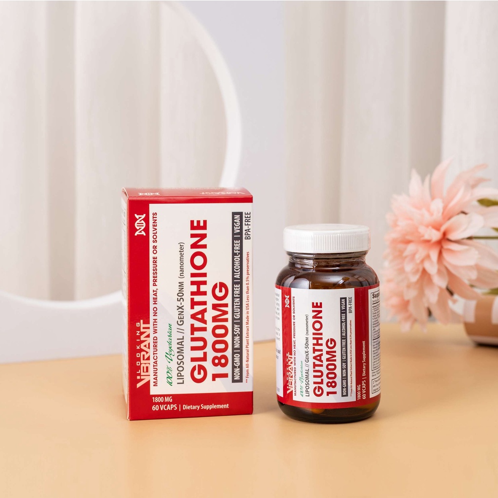 Trắng da Glutathione 1800mg Mỹ, Làm đẹp nâng tông Chống Oxy hoá Tàn nhang, 60 Viên