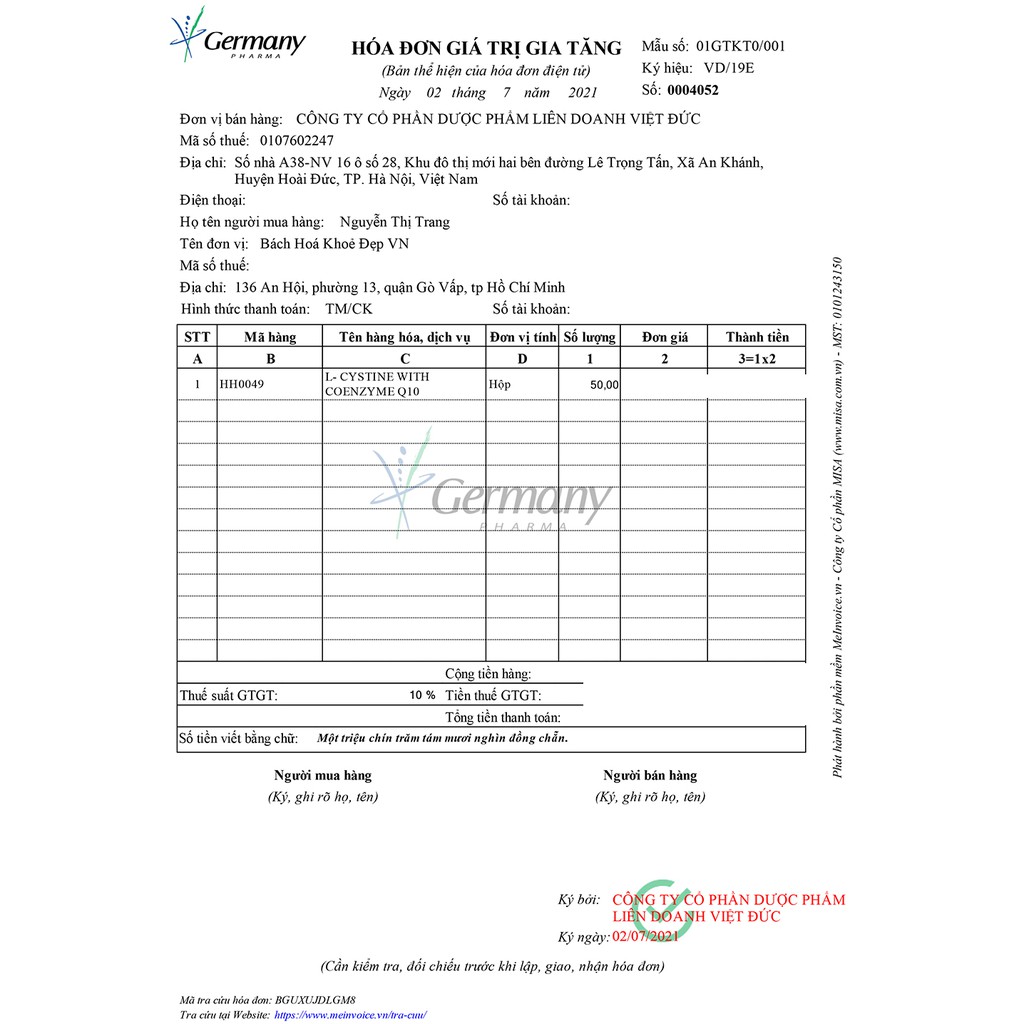 Viên uống L-Cystine with Coenzym Q10 giúp đẹp da, khỏe tóc - Hộp 60 viên | Thế Giới Skin Care