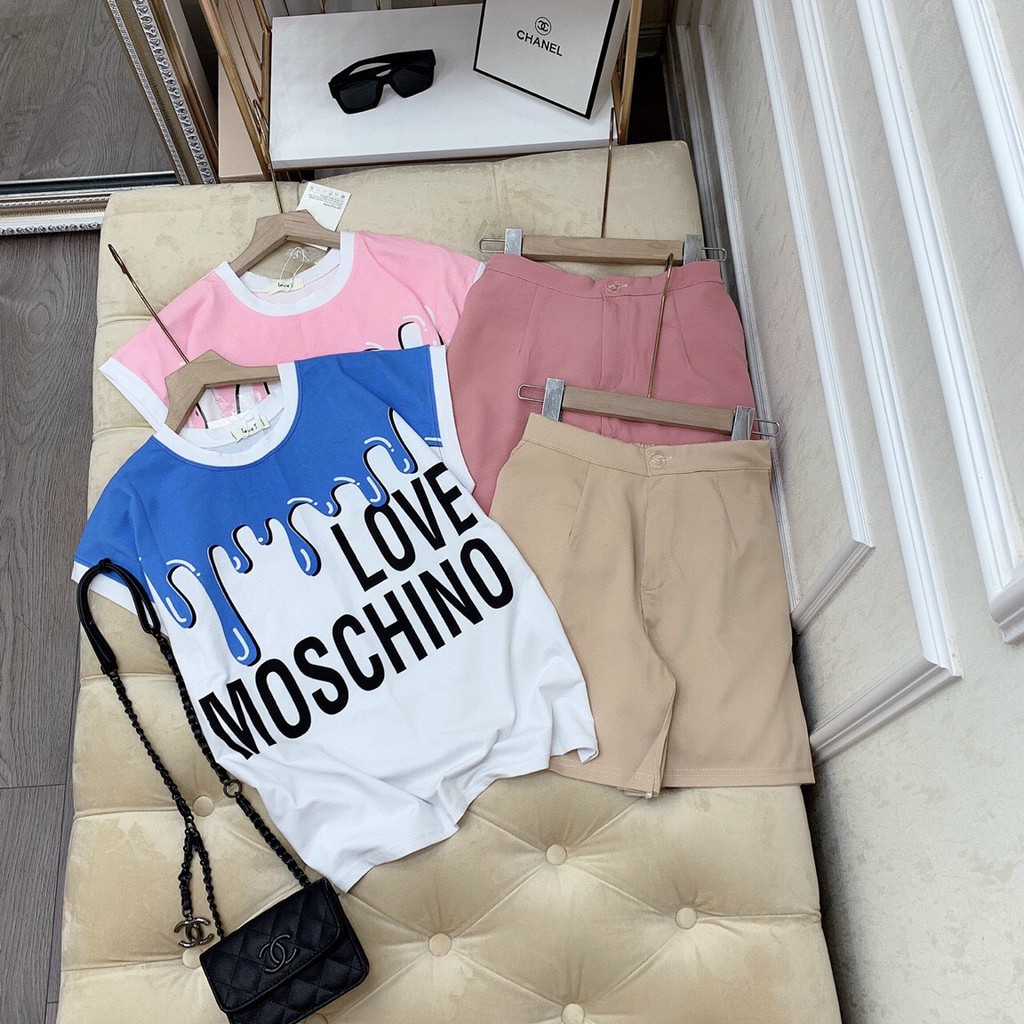 Bộ Đồ Nữ, Quần Sooc Mix Áo Thun, 2 Màu, Phù Hợp, Đi Dạo, Đi Chơi, Mặc Ở Nhà. COS S1010 | BigBuy360 - bigbuy360.vn