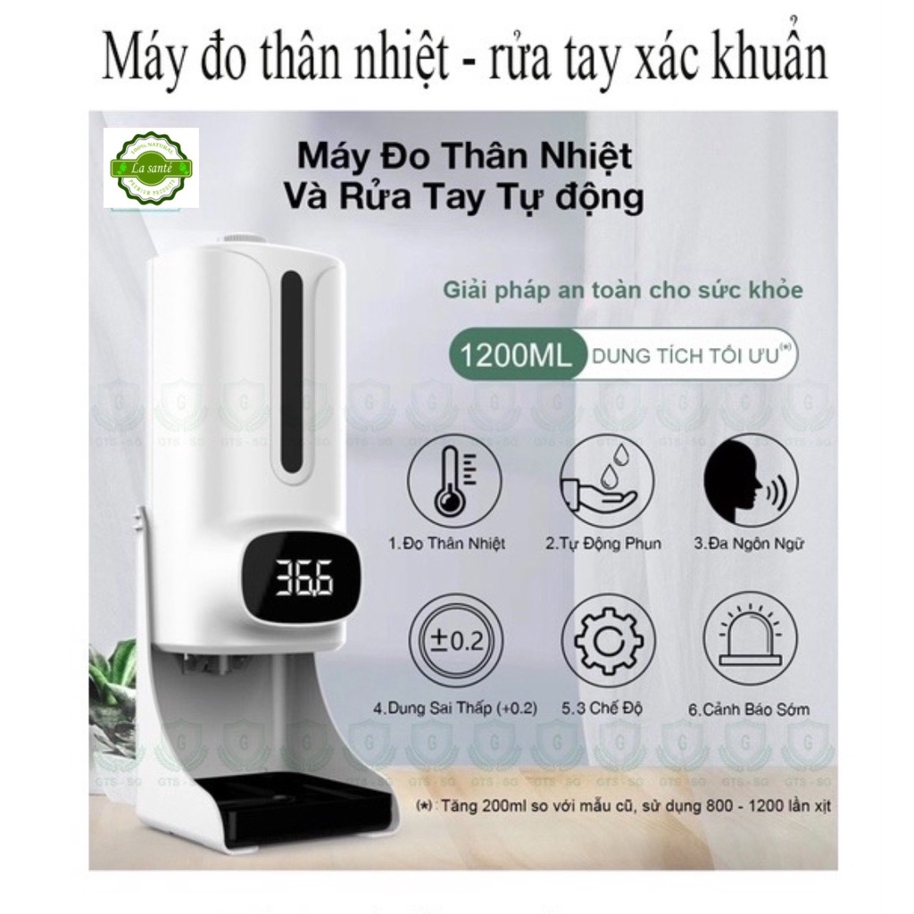 Máy khử khuẩn FREESHIPMáy Sát Khuẩn K9 Pro PLus_Đo nhiệt độ_Rửa tay_Khử khuẩn_Cảm ứng tự động_Bảo hành 12 tháng