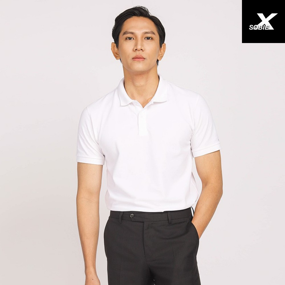 Áo Polo Nam Full White cổ bẻ vải Cotton bền màu, chuẩn form, sang trọng, lịch lãm - SOBIE