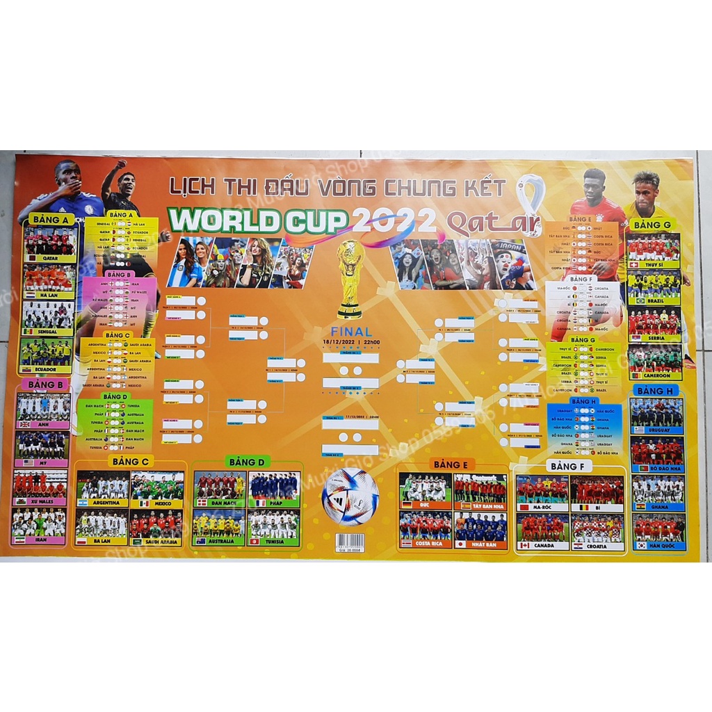 Combo 2 tờ Lịch Đấu WC 2022 - Theo Giờ Việt Nam