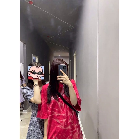 Áo thun loang  thêu chữ unisex hot trend 2022