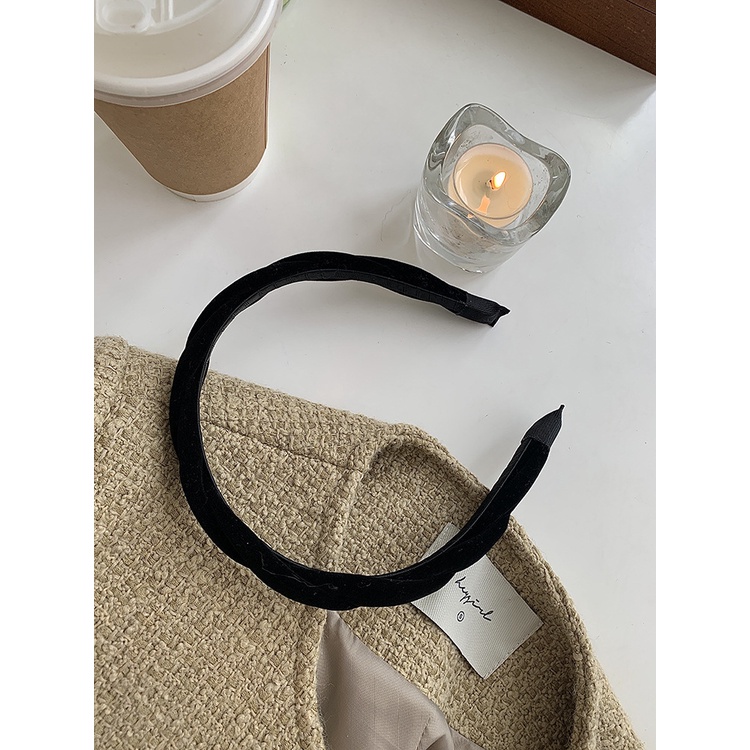 Băng Đô Cài Tóc Mỏng Bằng Da Lộn Phong Cách Pháp Cổ Điển Thời Trang 2022 Cho Nữ