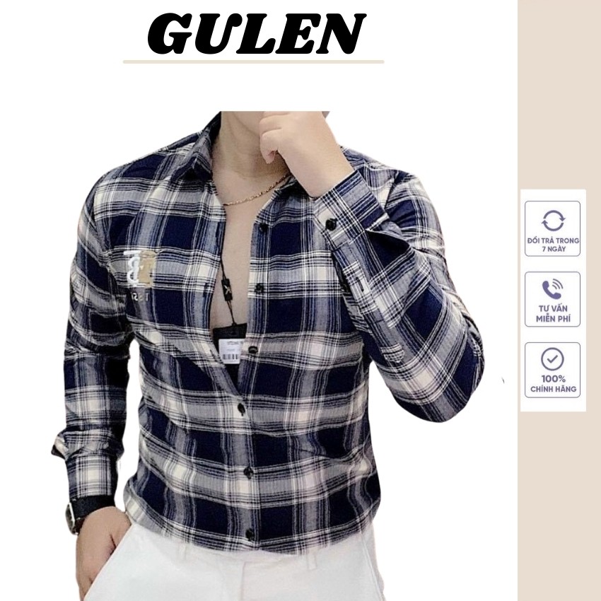 Áo sơ mi nam kẻ sọc caro dài tay form rộng cao cấp hàn quốc _ GULEN SM11