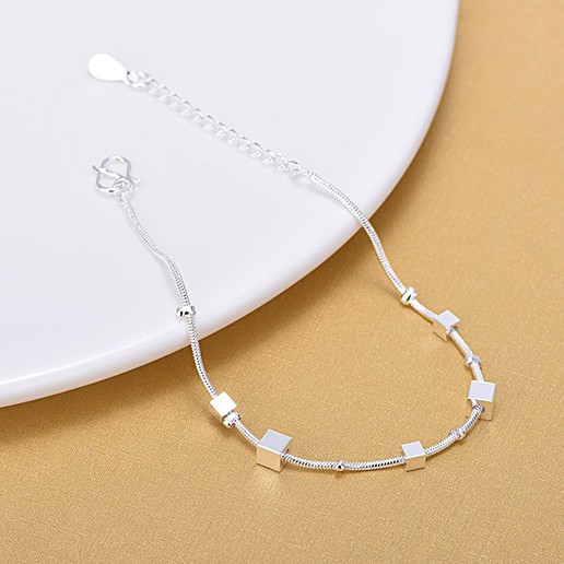 Lắc chân nữ bạc vuông lập phương dễ thương phụ kiện trang sức thời trang hàn quốc - MLR | BigBuy360 - bigbuy360.vn
