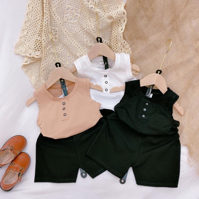 Bộ đồ ba lỗ 3 cúc cho bé trai, chất liệu cotton co giãn 4 chiều cho bé mặc thoải mái mát mẻ, cho bé từ 1-6 tuổi
