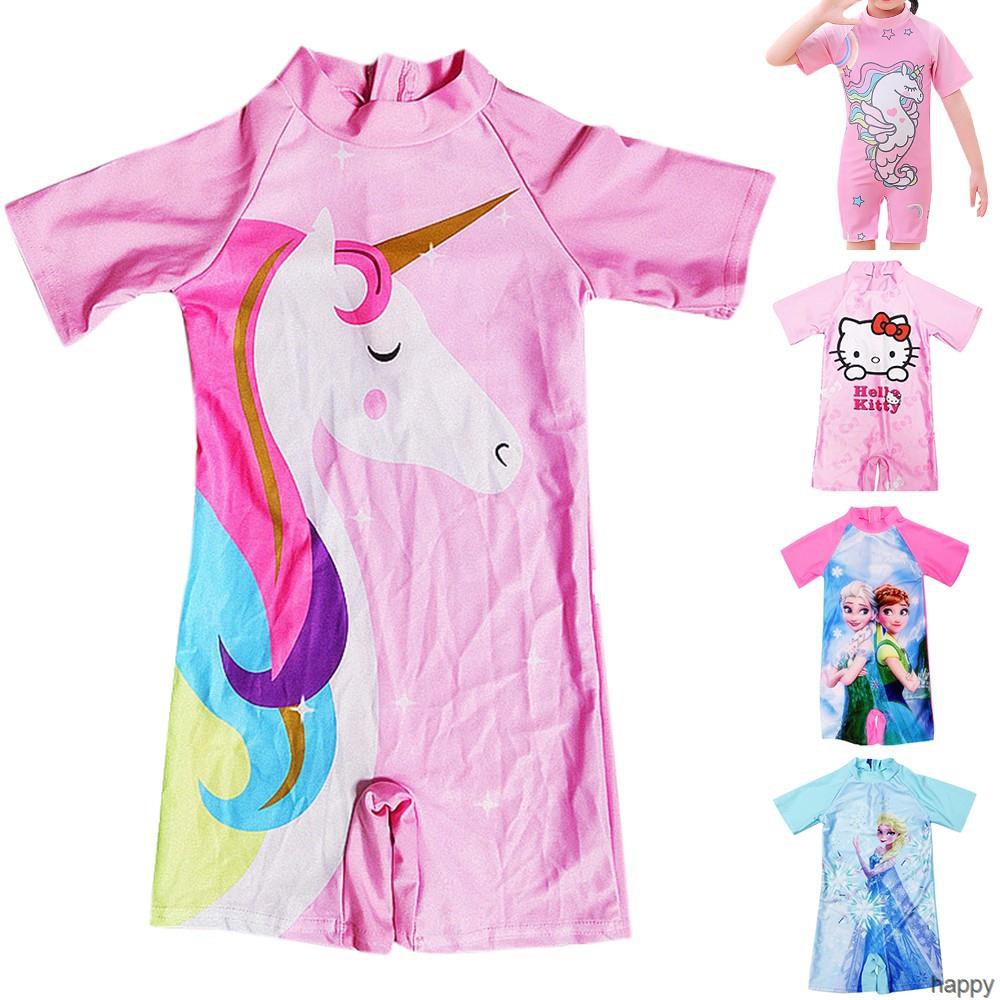 Đồ bơi trẻ em Cô gái tay ngắn Đồ bơi một mảnh thích hợp cho 3-11 tuổi In hoạt hình mềm