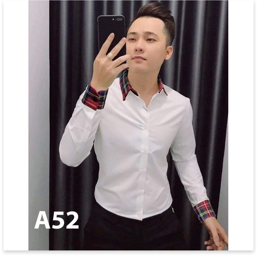 Áo sơ mi nam tay dài vải kate lụa co giãn kiểu cách VNXK ms44 . &lt;3 HP