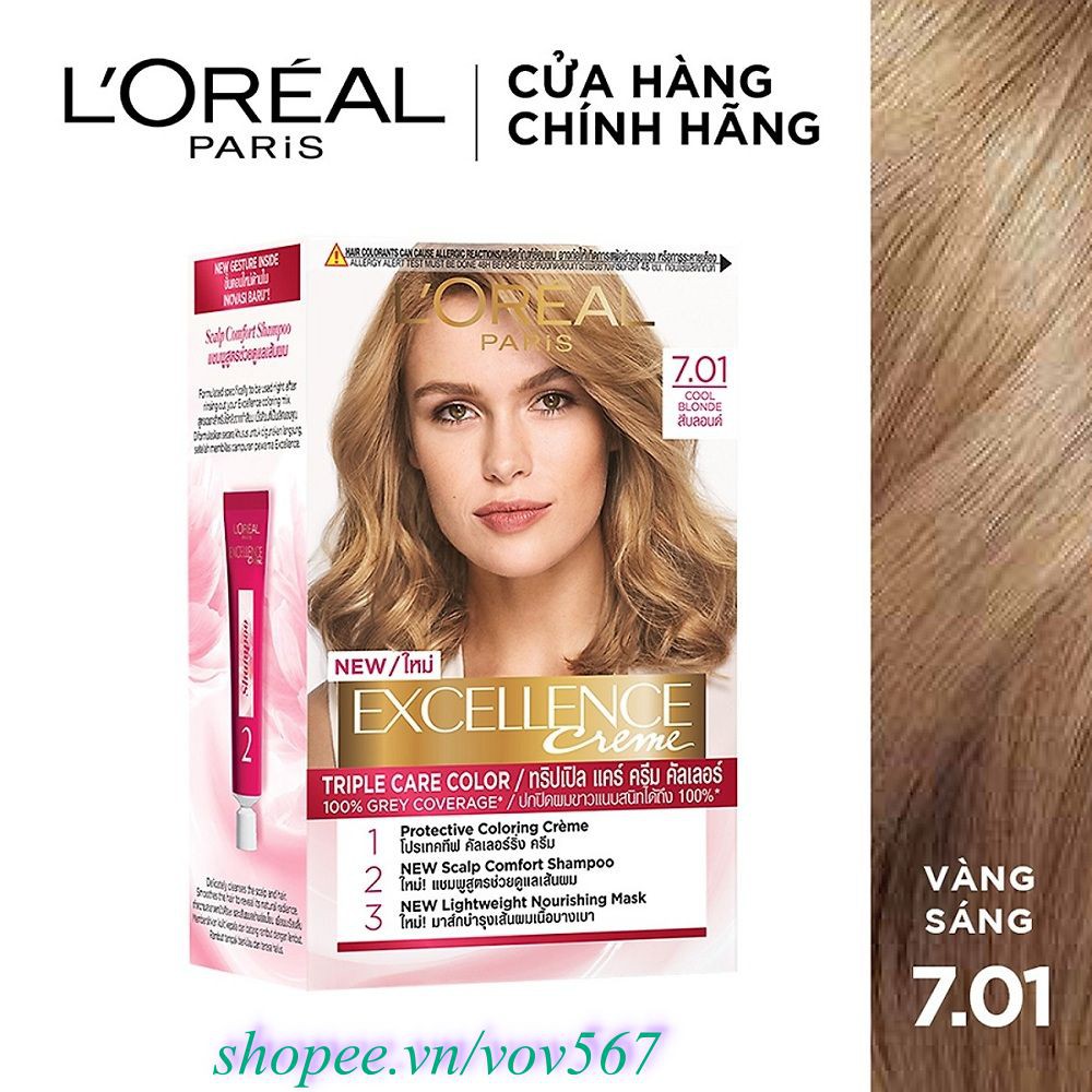 Thuốc Nhuộm Tóc #7.01 Loreal Excellence Creme (Vàng Sáng) 100% Chính Hãng,vov567 Cung Cấp & Bảo Trợ.