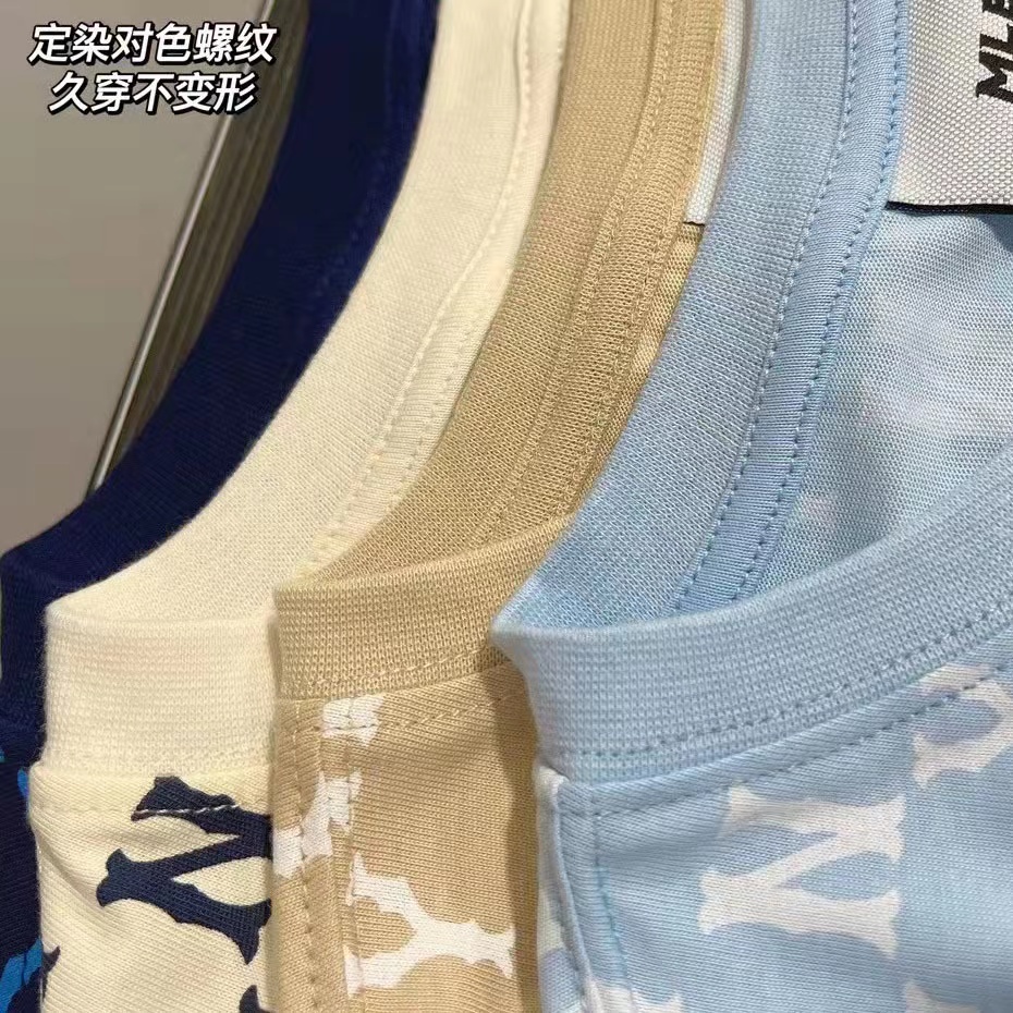 Áo Thun Tay Ngắn Thêu Chữ MLB Thời Trang Mùa Hè Cho Cặp Đôi