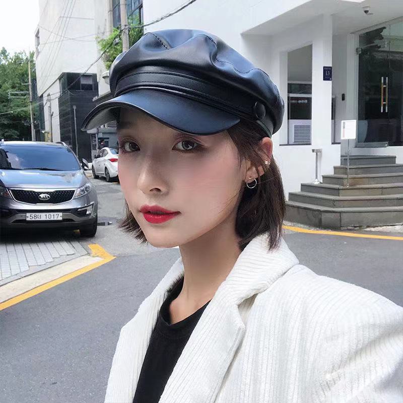 MŨ NỒI BERET HẢI QUÂN BAKER DA PU PHONG CÁCH HÀN QUỐC