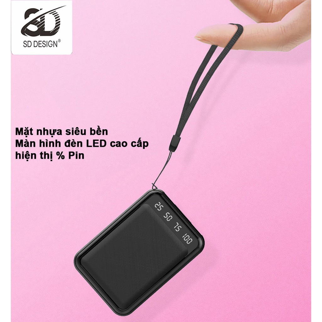 Sạc dự phòng Mini chính hãng SD DESIGN P300 Dung Lượng 10.000 mAh sạc pin nhanh chóng, an toàn