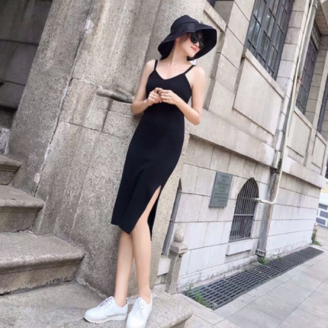Đầm Body Hai dây Thun Gân