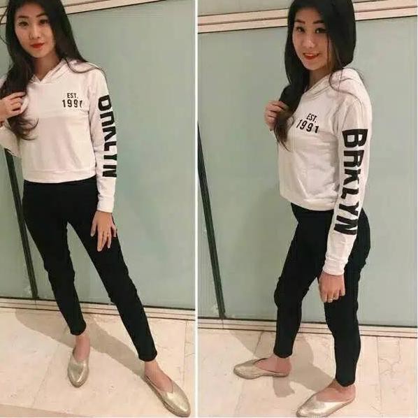 Áo Hoodie lửng tay dài in chữ Est 1991 BRKLYN / BROOKL