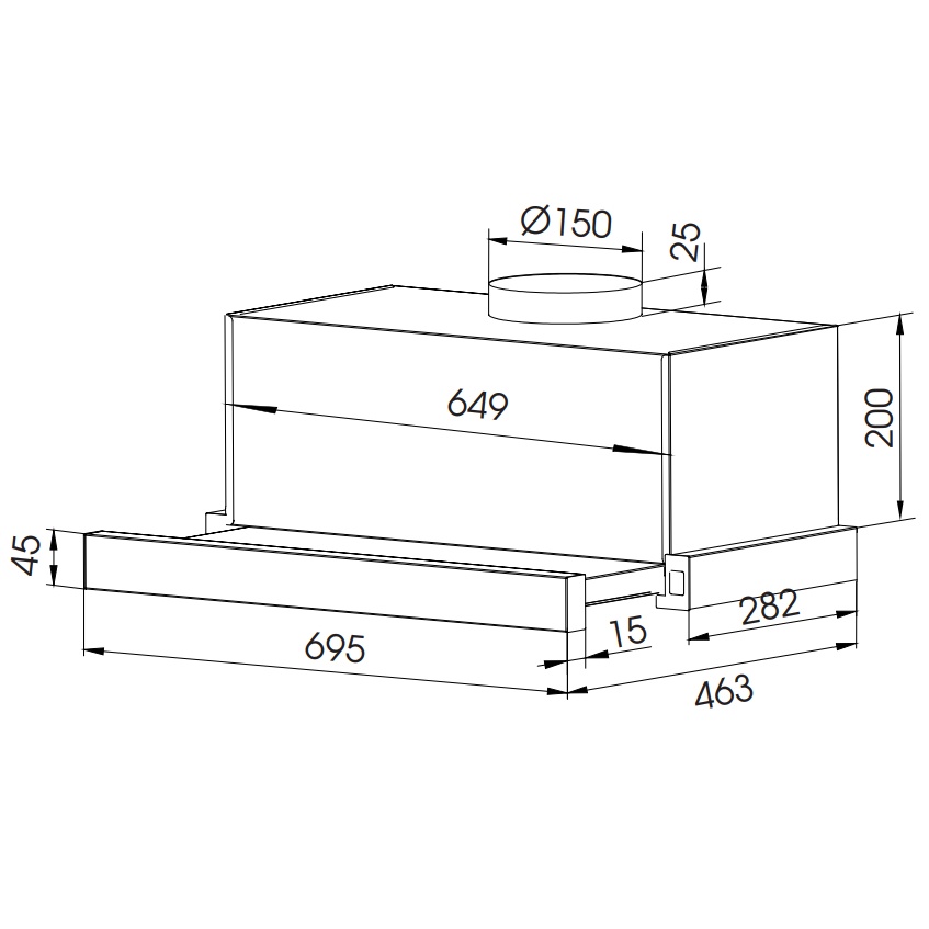 Máy hút mùi âm tủ FASTER SYP 6222 (Kích thước 60cm, Bảo Hành Chính Hãng 24 Tháng)