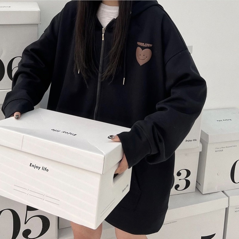 Áo Khoác Nỉ Bông SWENVEN Hoodie Zip form rộng Unisex Nam Nữ