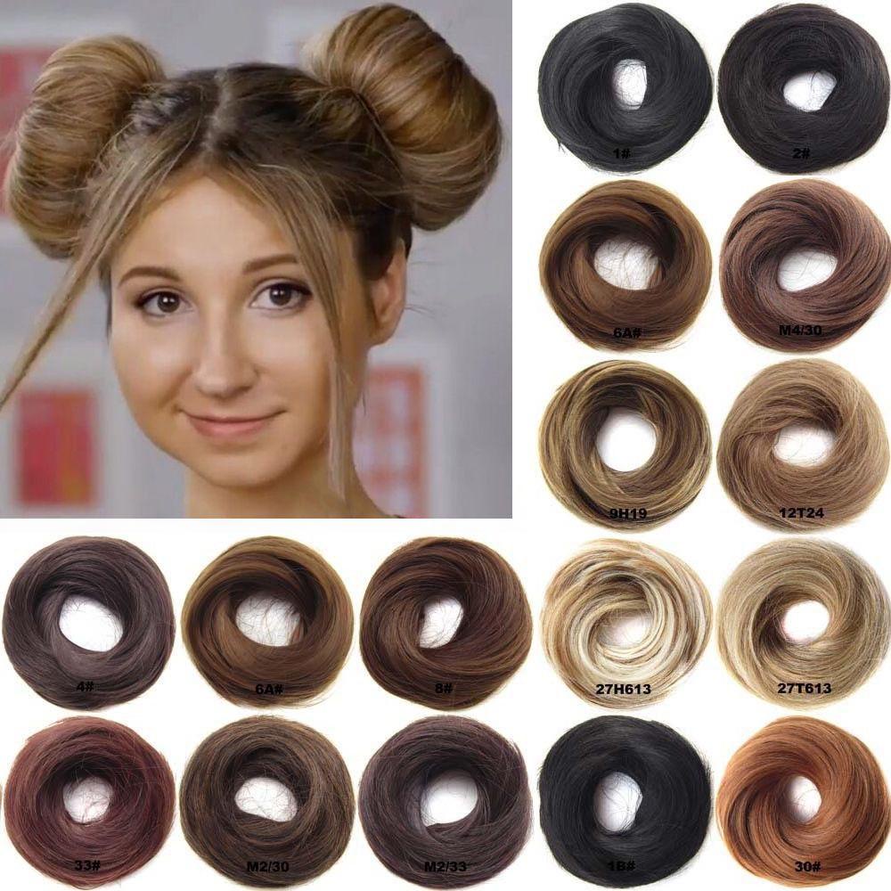 ♪PATH♪ High Temperature Synthetic Hair Bun Hair Extension Brown Blonde Rubber Band Hair Accessories Hairdressing Hairband Elastic Band Elastic Wig Donut Chignon Straight Scrunchie