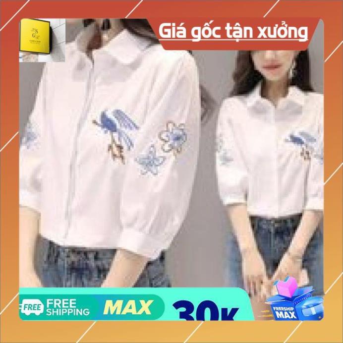 [Chất lượng số 1] Áo sơ mi nữ trắng tay lở thêu hoạ tiết siêu xinh chất lụa mềm mịn | BigBuy360 - bigbuy360.vn