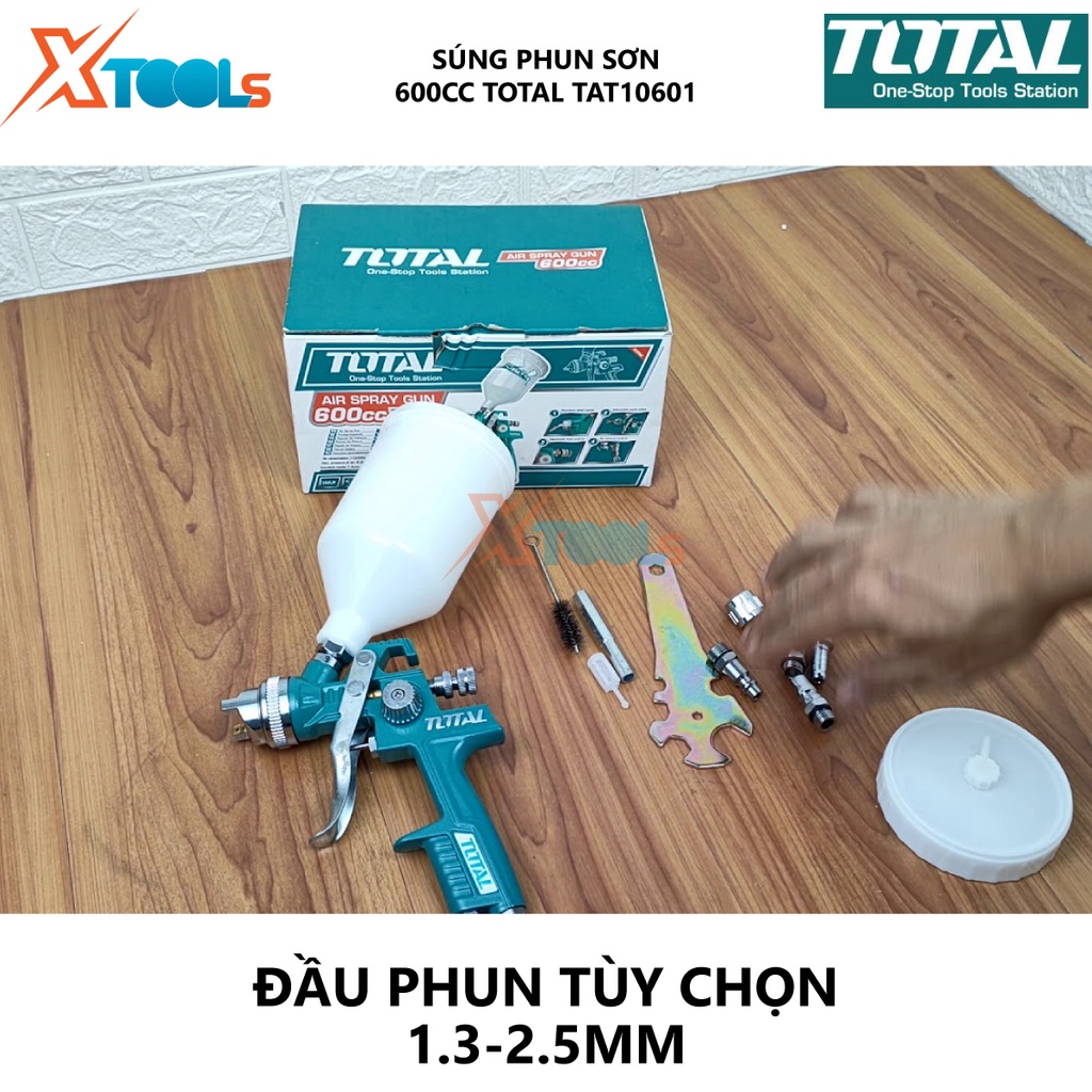 Súng phun sơn TOTAL TAT10601 dụng cụ phun sơn 1.4mm, Chiều rộng bình 180-250mm, 600cc, 4.2-7.1cfm(119-200l/min) [XTOOLs]