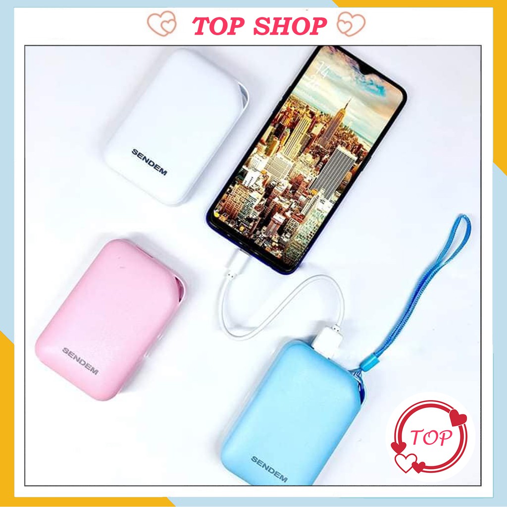 Sạc dự phòng mini Sendem P300,dung lượng lên tới 10000mAh-sạc cực nhanh, nhiều màu tự chọn - Topshop