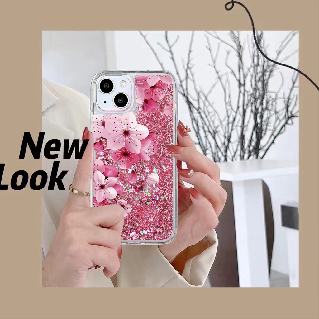 Ốp Điện Thoại Hình Hoa Phối Cát Lún Lấp Lánh Cho OPPO A94 A15 A15S A12 A54 A53 A52 A72 A31 A9 A5 2020 A3S A5S A11K