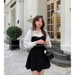 Đầm suông phối cổ sơ mi
