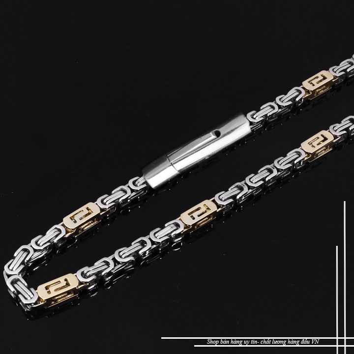 Dây chuyền nam khóa vip kiểu ziczac vuông to 7mm cách điệu trắng vàng siêu đẹp, đem lại đẳng cấp, phong độ cho người đeo