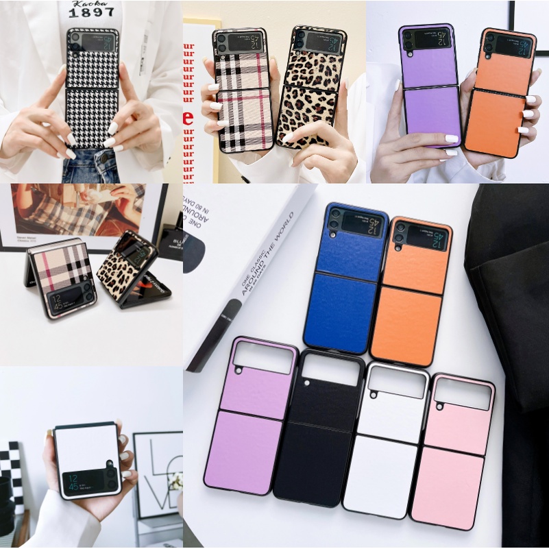Bao Da Điện Thoại PU PC Cứng Màu Trơn Chống Sốc Cho Samsung Galaxy Z Flip 4 5G Z Flip 4