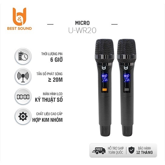 Micro không dây cao cấp best sound U_WR20 bảo hành 12 tháng  lỗi do nhà sản xuất