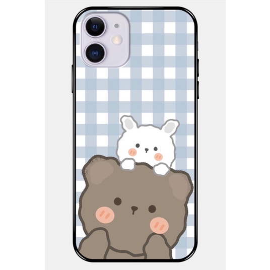 Ốp lưng in hình thỏ gấu cute viền đen lưng nhám cứng 5/5s/6/6plus/6s/6splus/7/7plus/8/8plus/x/xs/11/12/pro/max