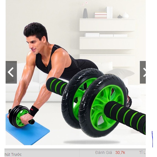 Con lăn tập cơ bụng 2 bánh cao cấp kèm thảm tập