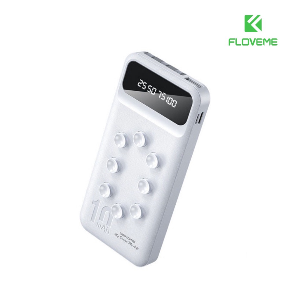 Sạc Dự Phòng  3 in 1/10000mAh Floveme WK 223, Sạc Nhanh Hiển Thị Màn Hình Điện Tử, Dành Cho iOS iPhone và Android .