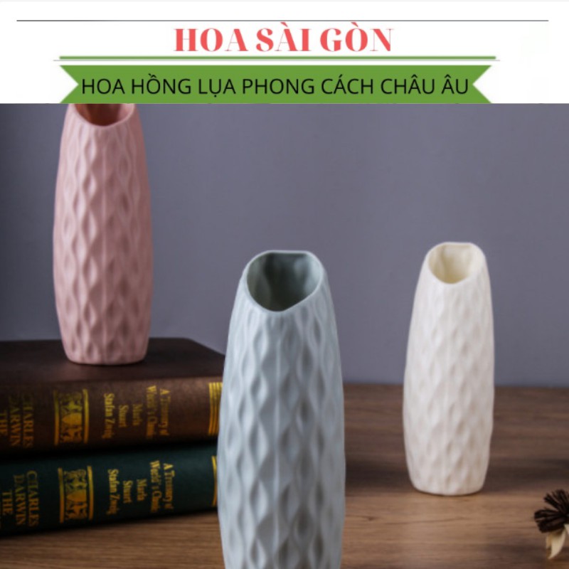 Bình Cắm Hoa Bằng Nhựa Giả Gốm BH1 - 7x21cm Sang Trọng, Cao Cấp