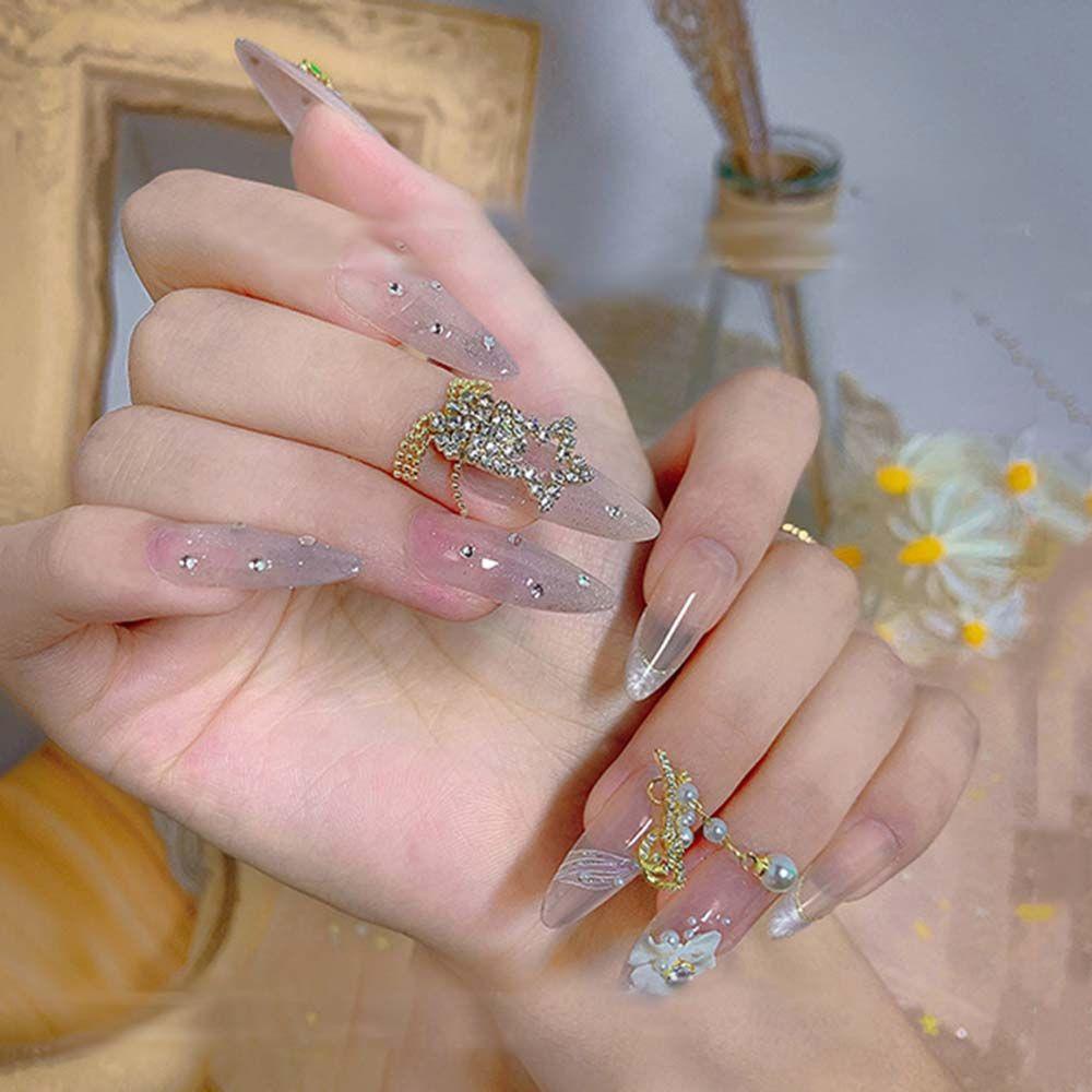 OCEANMAP Phụ Kiện Đính Trang Trí Móng Nghệ Thuật Hình Ngôi Sao Năm Cánh Đính Đá Lấp Lánh Phong Cách Nhật Bản