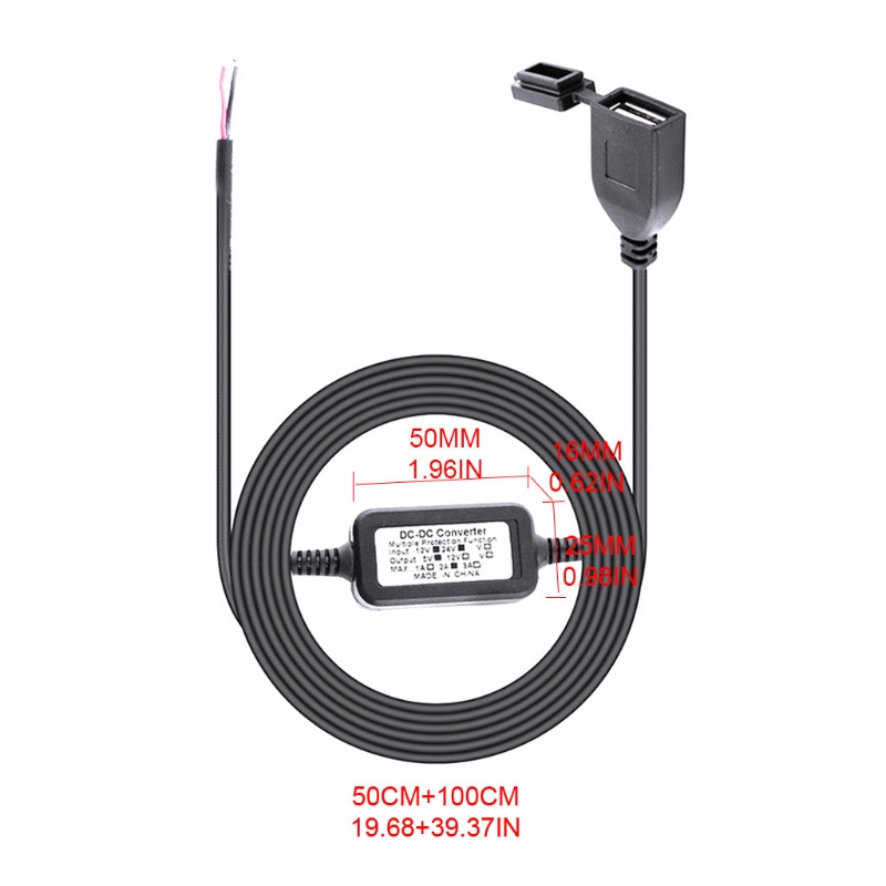 Ổ Cắm Sạc USB 12-24V Kèm Vỏ Cho Xe Máy