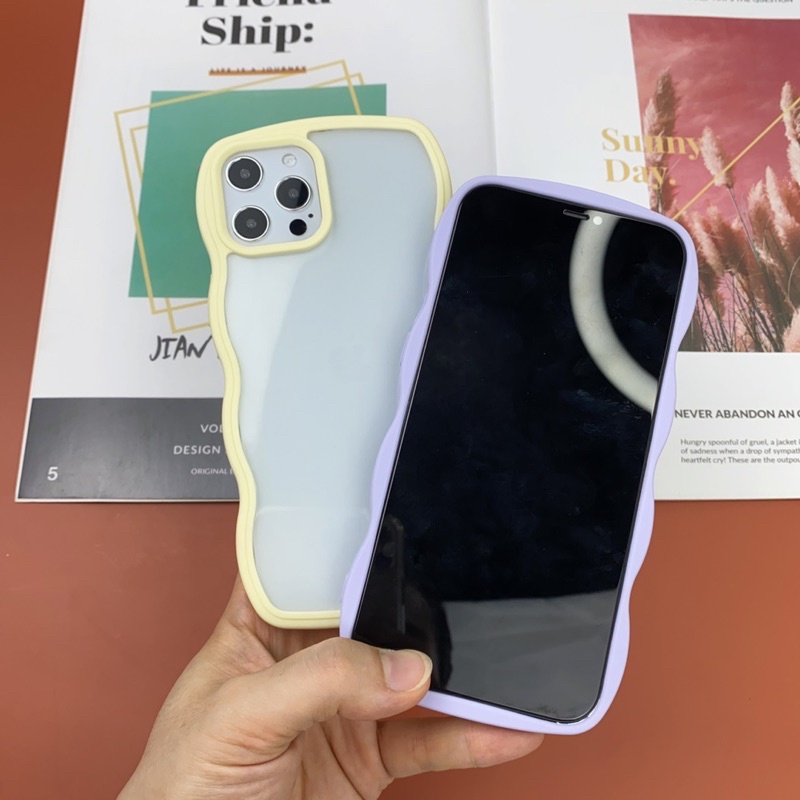 Ốp lưng iphone mây Dẻo bo viền 7/8/SE/11/12/13/Pro/Promax/Max màu vàng, tim pastel xinh nhẹ nhàng